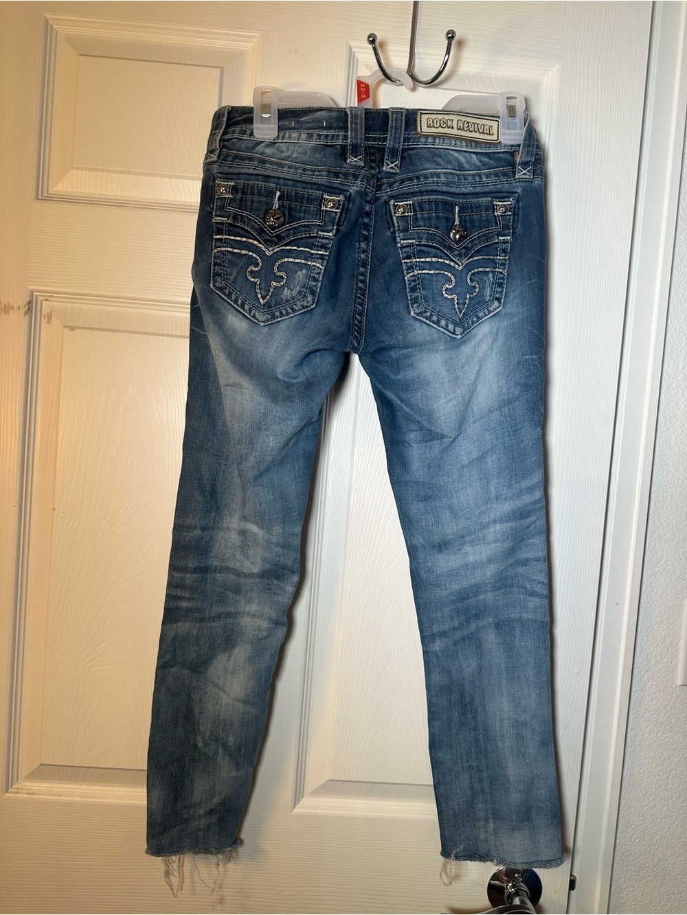 Rock Revival Women's Distressed Alivia Slim Straight Jeans - Light Blue